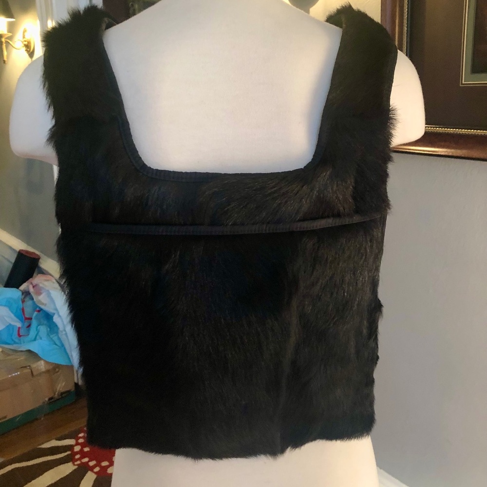 PRADA Black Goat Hair Backpack with Chest Rig and velcro adjustments
